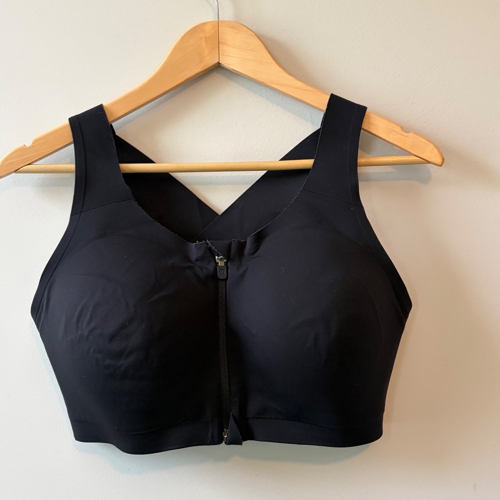 Lululemon Enlite Front Zip Sports Bra Black High Support 36DD Running Training